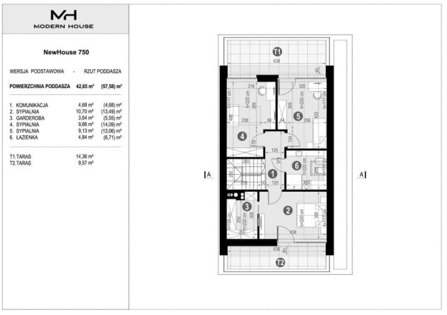 Rzut projektu NewHouse 750 - Rzut poddasza