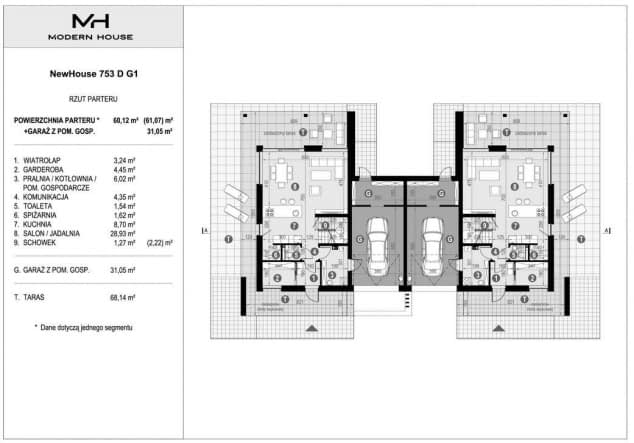 Rzut projektu NewHouse 753 D G1 - Rzut parteru