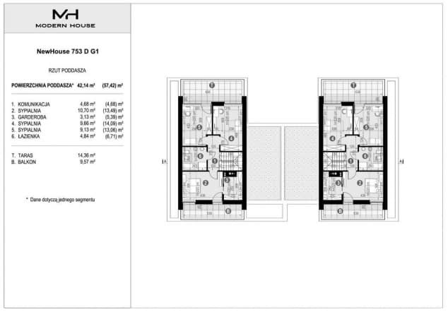 Rzut projektu NewHouse 753 D G1 - Rzut poddasza