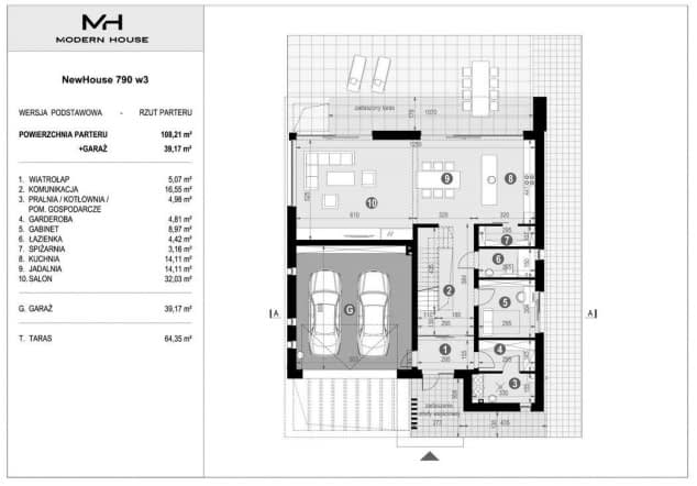 Rzut projektu NewHouse 790 w3 - Rzut parteru