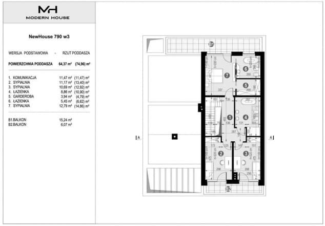 Rzut projektu NewHouse 790 w3 - Rzut poddasza