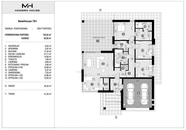 Rzut projektu NewHouse 761 - Rzut parteru