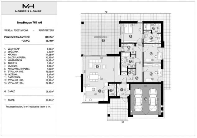 Rzut projektu NewHouse 761 w6 - Rzut parteru