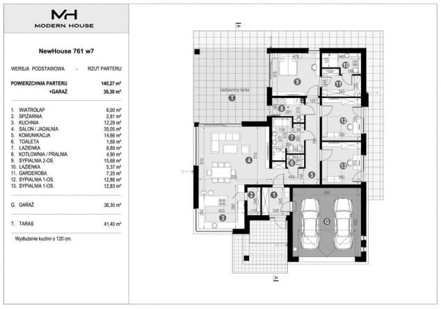 Rzut projektu NewHouse 761 w7 - Rzut parteru