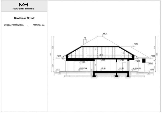 Rzut projektu NewHouse 761 w7 - Przekrój