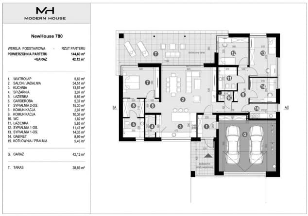Rzut projektu NewHouse 780 - Rzut parteru
