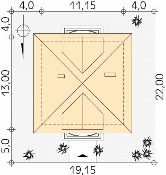 Rzut projektu Brawo (Y) - Usytuowanie na działce