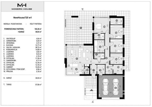 Rzut projektu NewHouse 725 w1 - Rzut parteru