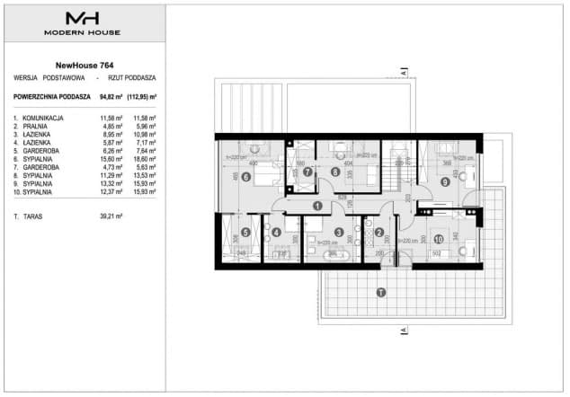Rzut projektu NewHouse 764 - Rzut poddasza