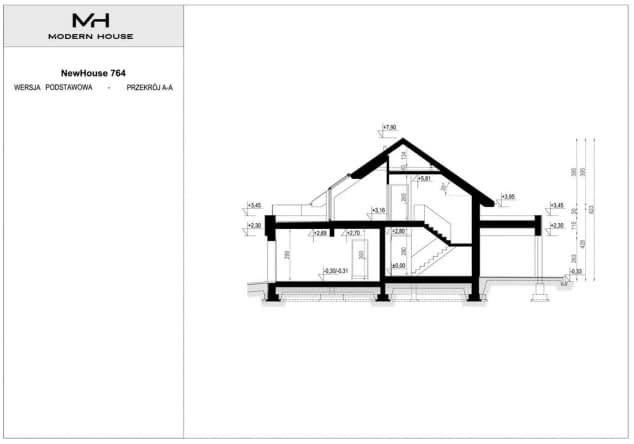 Rzut projektu NewHouse 764 - Przekrój