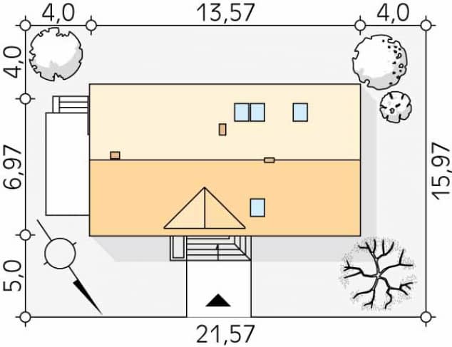 Rzut projektu Bez 3 (KO) - Usytuowanie na działce
