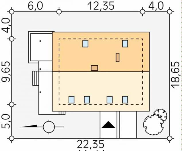 Rzut projektu Leo (CE) - Usytuowanie na działce