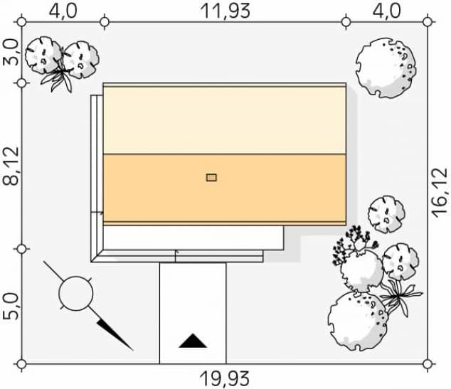 Rzut projektu Teja (PH) - Usytuowanie na działce