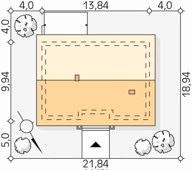 Rzut projektu Fistaszek 6 (KO) - Usytuowanie na działce