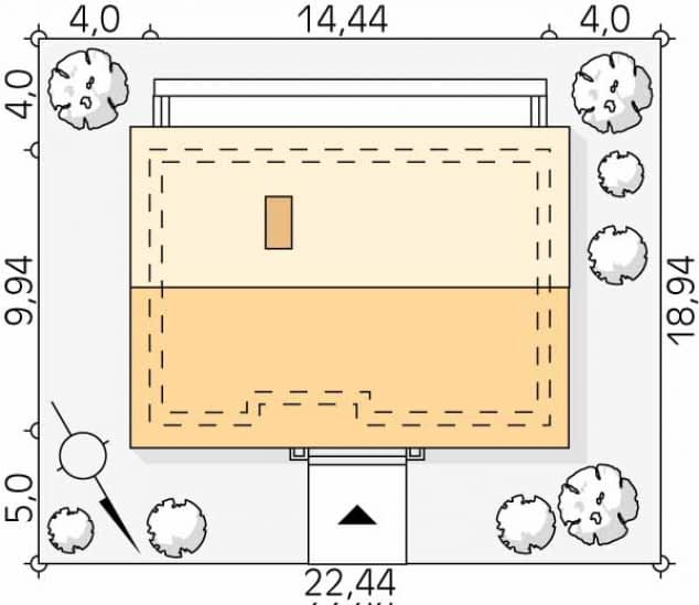 Rzut projektu Fistaszek 5 (KO) - Usytuowanie na działce