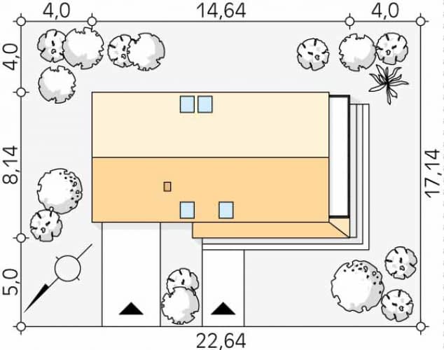 Rzut projektu Okruszek (PH) - Usytuowanie na działce