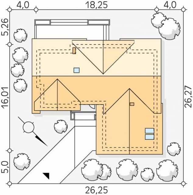 Rzut projektu Anyż 2 (SI) - Usytuowanie na działce