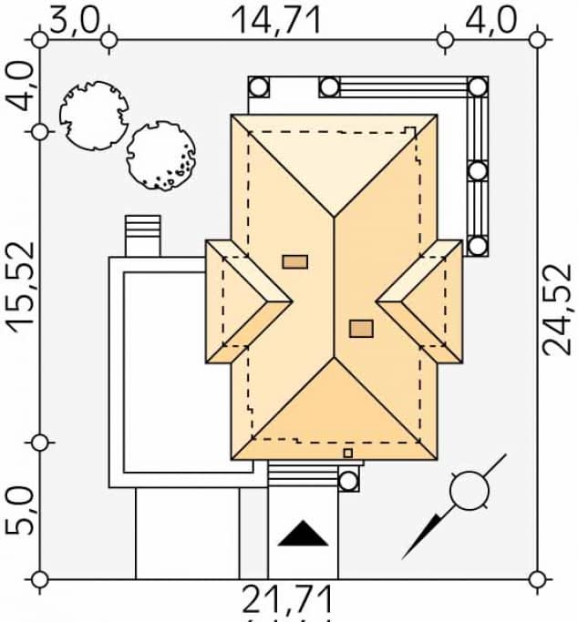 Rzut projektu Cyprys 6 (KO) - Usytuowanie na działce