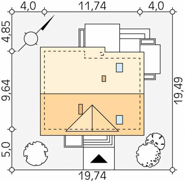 Rzut projektu Ibis 2 (KO) - Usytuowanie na działce