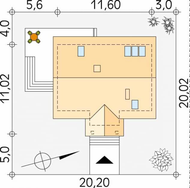 Rzut projektu Sójka 2 (CE) - Usytuowanie na działce
