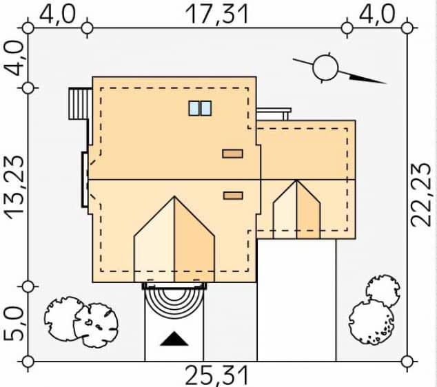 Rzut projektu Bolero 3 (CE) - Usytuowanie na działce