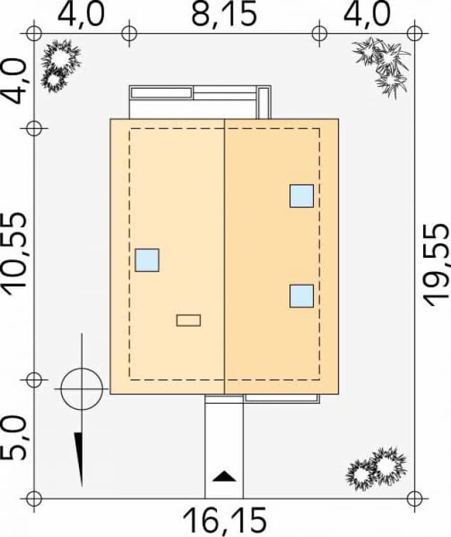 Rzut projektu Oliwka (CE) - Usytuowanie na działce