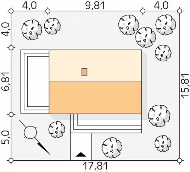 Rzut projektu Natan (PH) - Usytuowanie na działce