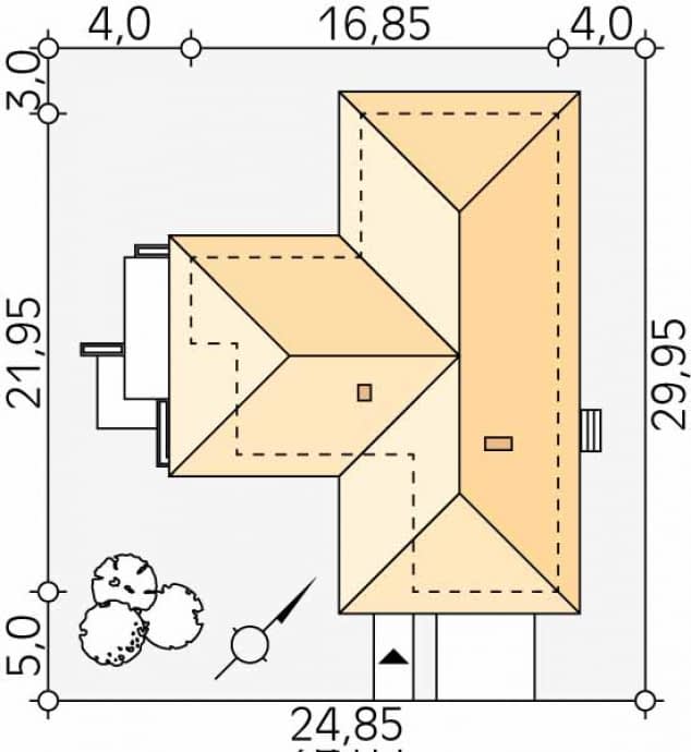 Rzut projektu Aksamit 3 (CE) - Usytuowanie na działce