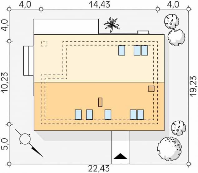 Rzut projektu Słoneczny 2 (CE) - Usytuowanie na działce