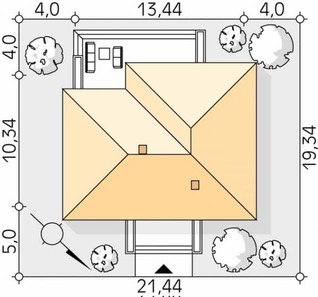 Rzut projektu Aruba 3 (CE) - Usytuowanie na działce