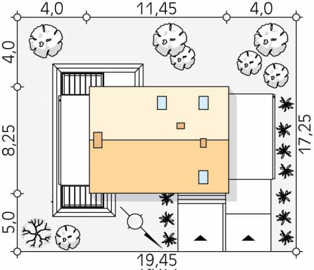 Rzut projektu Weranda 4 (CE) - Usytuowanie na działce