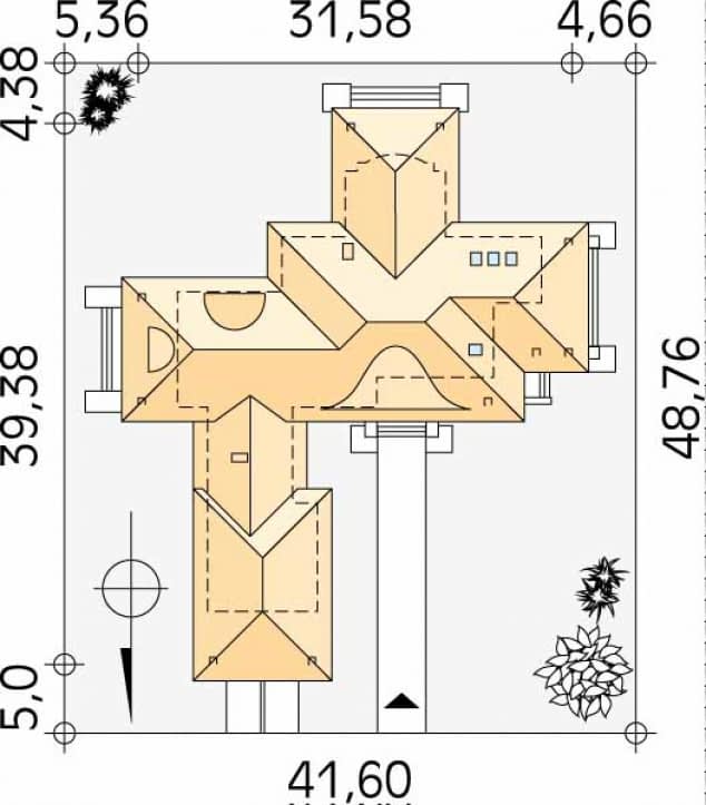 Rzut projektu Astron (CE) - Usytuowanie na działce