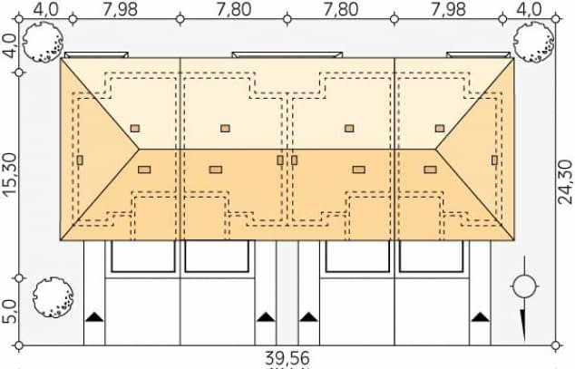 Rzut projektu Sekwoja (CE) - Usytuowanie na działce
