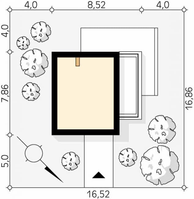 Rzut projektu Trawertyn (KO) - Usytuowanie na działce