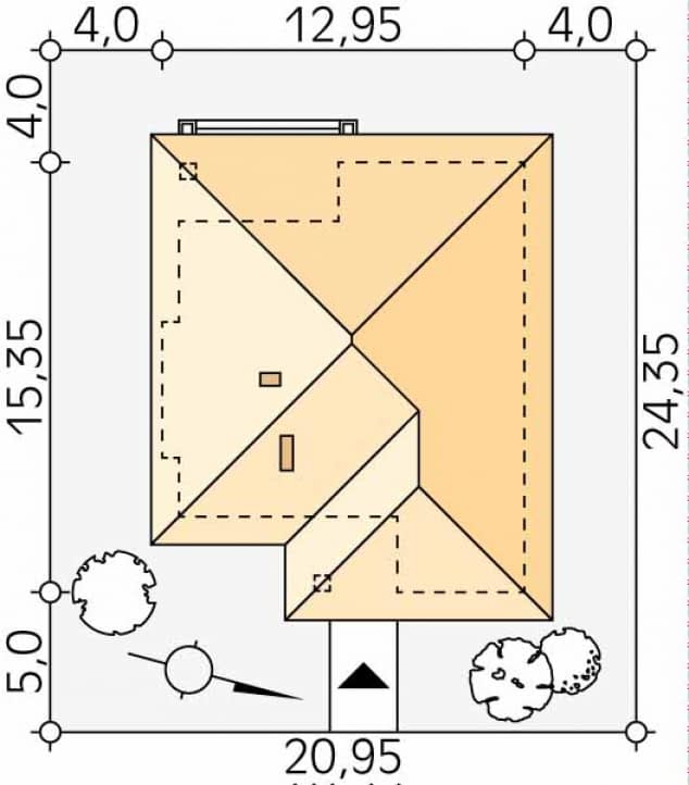 Rzut projektu Perła (CE) - Usytuowanie na działce