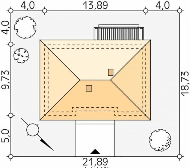 Rzut projektu Awokado (CE) - Usytuowanie na działce