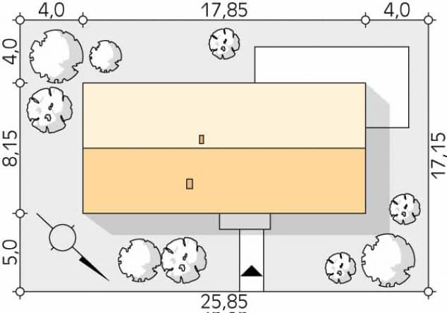 Rzut projektu Paproć (CE) - Usytuowanie na działce