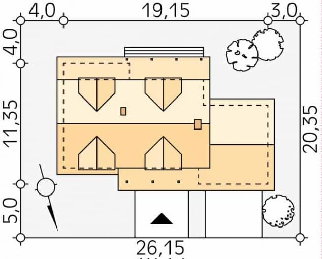 Rzut projektu Combo 2 (PH) - Usytuowanie na działce