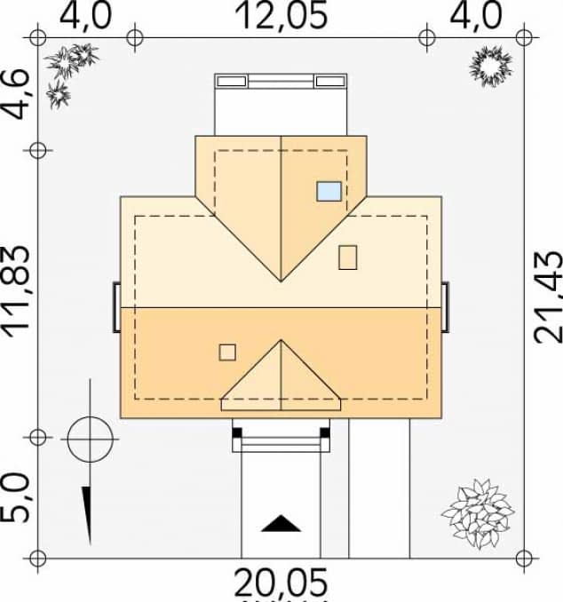 Rzut projektu Alka (CE) - Usytuowanie na działce