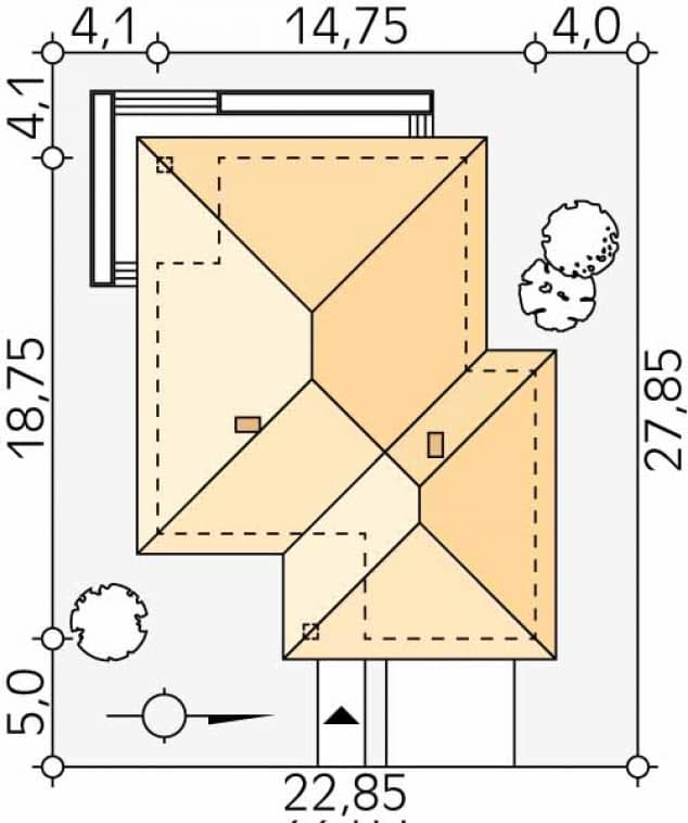 Rzut projektu As 4 (CE) - Usytuowanie na działce