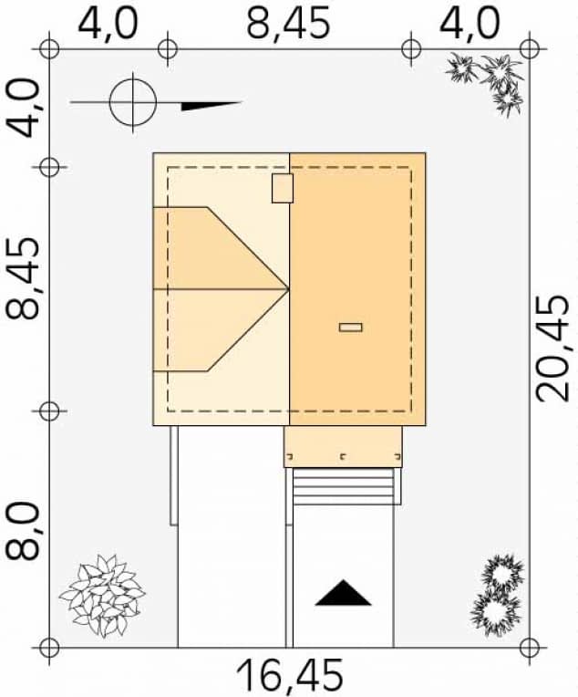 Rzut projektu Majka 2 (CE) - Usytuowanie na działce