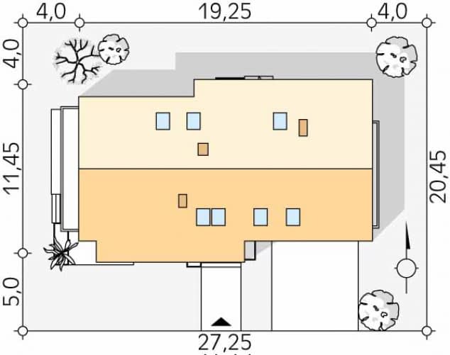 Rzut projektu Karmin (CE) - Usytuowanie na działce