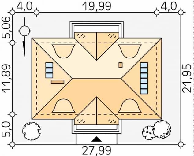 Rzut projektu Tercja 7 (CE) - Usytuowanie na działce