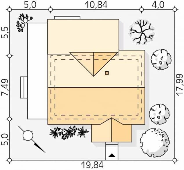 Rzut projektu Aksamitka dr-S (DR-S) - Usytuowanie na działce