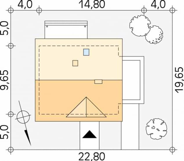 Rzut projektu Indygo 3 (CE) - Usytuowanie na działce