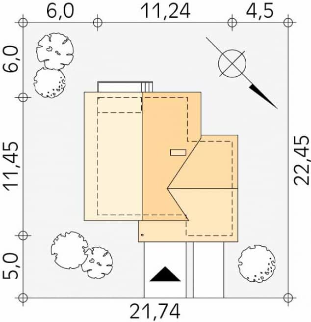 Rzut projektu Stokrotka 2 dr-S (DR-S) - Usytuowanie na działce