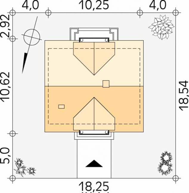 Rzut projektu Azalia (CE) - Usytuowanie na działce