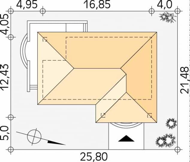Rzut projektu Granat 2 (CE) - Usytuowanie na działce