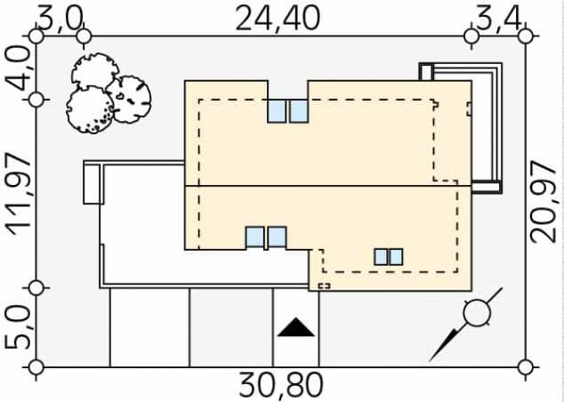 Rzut projektu Onyks 2 (CE) - Usytuowanie na działce
