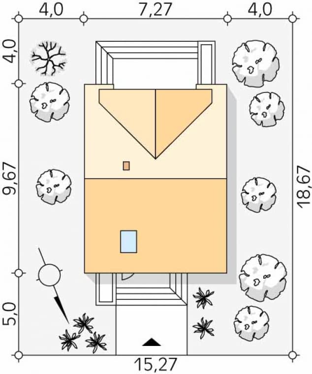Rzut projektu Kote (PH) - Usytuowanie na działce